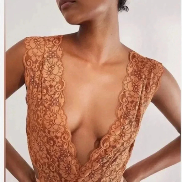 We Are HAH/Free People Cut To The Chase Bodysuit Brown Sugar XS - Picture 4 of 5